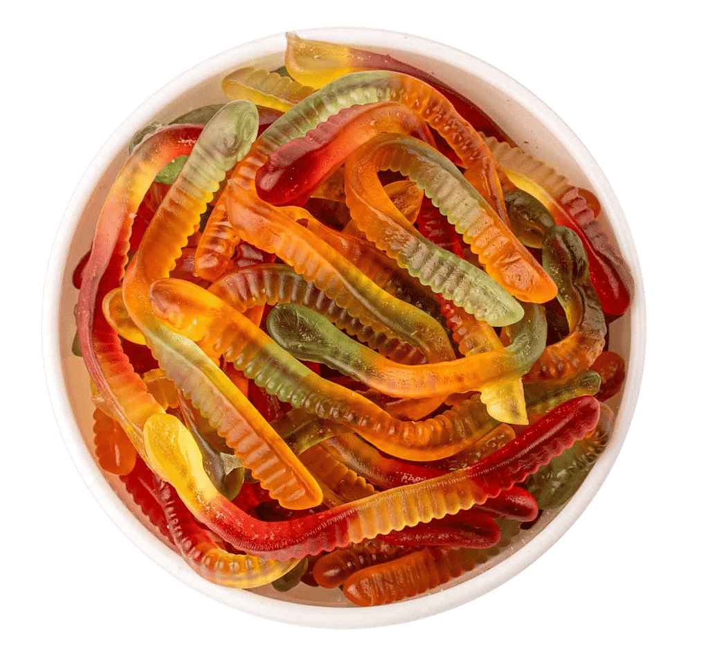 Fruchtgummiwürmer – bunte, halal-zertifizierte Gummibonbons in Wurmform