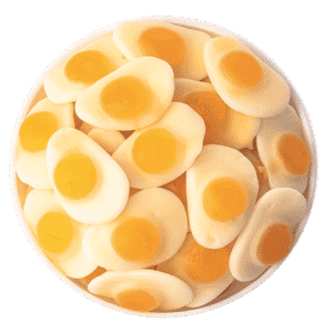 Süße Eier-Fruchtgummi – halal Gummibonbons in Spiegelei-Optik